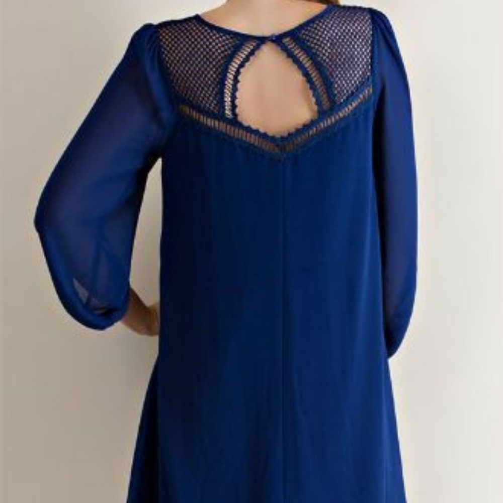 Navy blue Crochet key hole Dress - Picture 3 of 7